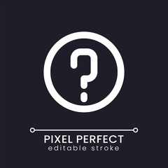 Canvas Print - FAQ pixel perfect white linear ui icon for dark theme. Answers on common questions. Vector line pictogram. Isolated user interface symbol for night mode. Editable stroke. Poppins font used