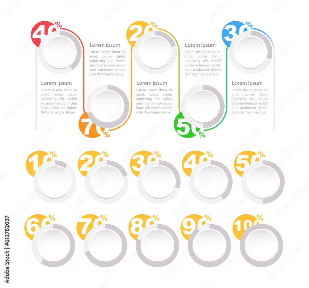 Visual Chart For Whtpercentages Circle percentages infographic chart design template set. Abstract ...
