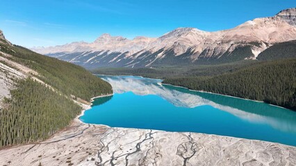 Wall Mural - lake peyto, banff national park, alberta, canada. a huge panorama of landscape during daylight hours
