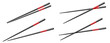 Set of black chopsticks cut out