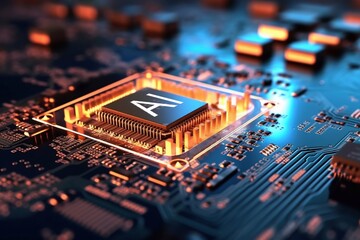 AI processor 3d render, artificial intelligence of digital human Generative AI
