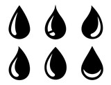 Fototapeta  - black drop and droplet set silhouettes icons