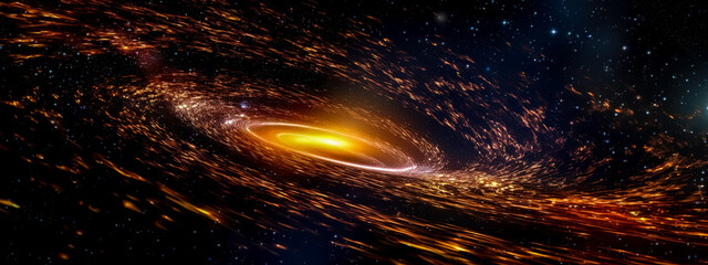 Wall Mural - black hole in space, banner, made with generative ai