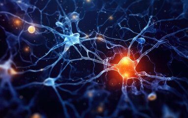 neurons brain cell medical background. generative ai