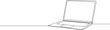 continuous single line drawing of laptop computer, line art vector illustration