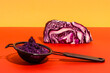 © ADDICTIVE STOCK - Strainer with pulp of red cabbage after juice extraction