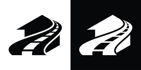 Wall Mural - logo design road and home icon vector illustration