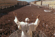 Photo of pope with his back turned to the camera greeting people Image ai generate