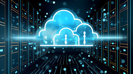 Cloud data storage, data transfer concept. AI generated