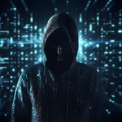 Wall Mural - Anonymous hacker. Concept of cybercrime, cyberattack, dark web. AI generated