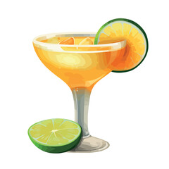 Wall Mural - Juicy citrus cocktail with lime and lemon slice