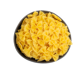 Wall Mural - Raw Farfalle Pasta Isolated, Yellow Dry Noodles, Wheat Bow Macaroni, Uncooked Farfalle Top View