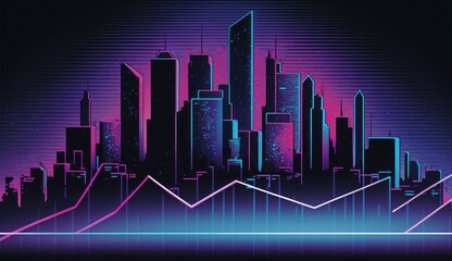 Sticker - Illustration of purple city buildings, generated by AI