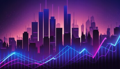 Sticker - Illustration of purple city buildings, generated by AI