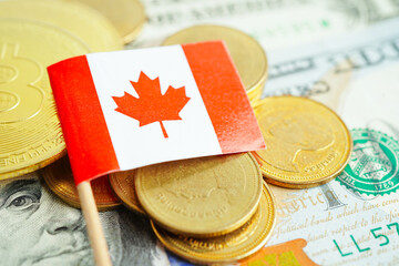 Stack of coins money with Canada flag, finance banking concept