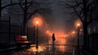 girl lone walking in the park, captivating anime HD wallpaper: embrace solitude with dark and melancholic vibes, Generative AI