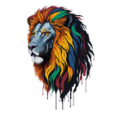 Lion head  t-shirt design in the transparent background PNG