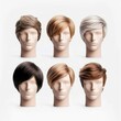 © AITTHIPHONG - Hair wig over the plastic mannequin head isolated over the white background, mockup featuring contemporary men's hairstyles, Generative AI illustration