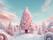 canvas print picture - Giant christmas tree in the fairy tale world decorated with candy cane. Generative AI.