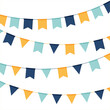 Fanions - Drapeaux - Guirlande - Guinguette - Banderoles festives et colorées pour la fête - Décoration - Éléments vectoriels éditables - Enfant
