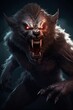 illustration of scary werewolf, Generative AI