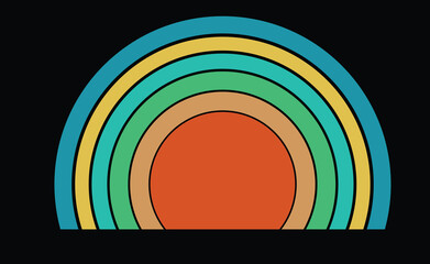 Retro Vintage Sunset Svg Circle 