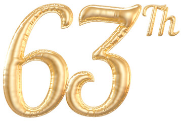 63th anniversary number Gold