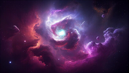 Wall Mural - Nebula Galaxy Background With  Purple Blue Outer Ai generated image