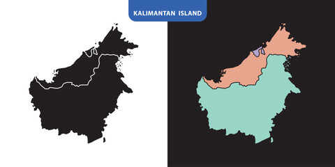 Wall Mural - Kalimantan region with free 2 style illustration vector | maps, region, and area.