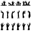 © mheamin - Eerie Encounters - Set of 16 Zombie Arm Black Vector Silhouettes for Halloween Design