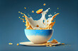 cereal bowl with milk splash 3d commercial advertising