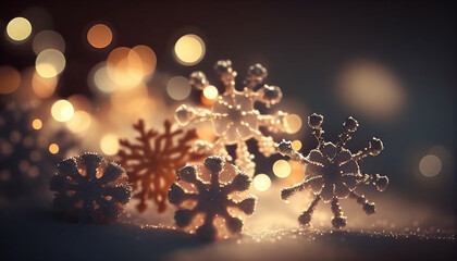 Wall Mural - Abstract christmas background, Christmas bokeh and snowflake background, Generative AI