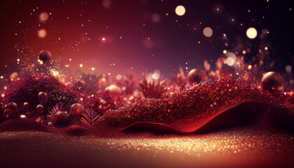 Wall Mural - Christmas decoration, glitter-effect Christmas backgrounds, Generative AI