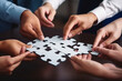 © Rafa Fernandez - Hand holding jigsaw puzzles, Business partnership concept.AI Generative