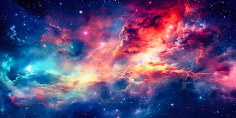 cosmic night sky, stars upon glimmering stars, nebula, stars, colorful, glowing, magical, vibrant