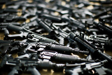 Machine Guns Background In Weapons Storage. Generative Ai