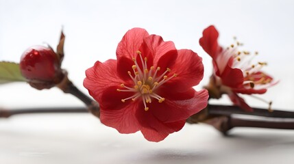 Wall Mural - Beautiful close up a branch of a pink cherry blossom flower or Sakura flower dark background. Generative AI technology.