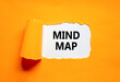© Dzmitry - Mind map symbol. Concept words Mind map on beautiful white paper on a beautiful orange background. Business, support, motivation, psychological and mind map concept. Copy space.