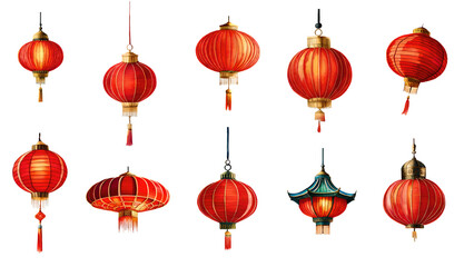 watercolor chinese lantern set.