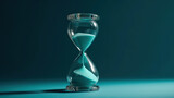 an hourglass isolated on light blue background. Generative AI