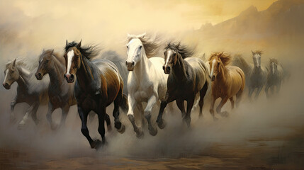 Naklejka na meble horses spirit animal running freedom - by generative ai