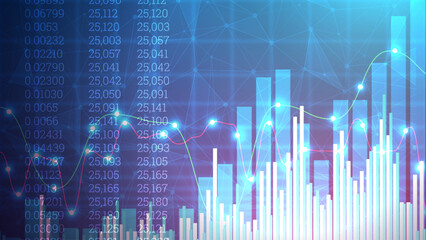 Wall Mural - Stock market graph wallpaper for investment business concept. Successful financial graphic on blue background. Trading digital graphs in futuristic technology style