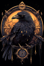 Crow. Witch Symbol. Magic. Generative AI