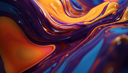 Wall Mural - Fluid Symphony: Dynamic Purple and Blue Fluid Textures in Hypnotic Motion, Generative AI