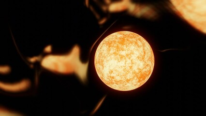 Wall Mural - sun with big solar bursts. design. burning surface of the sun in outer space.