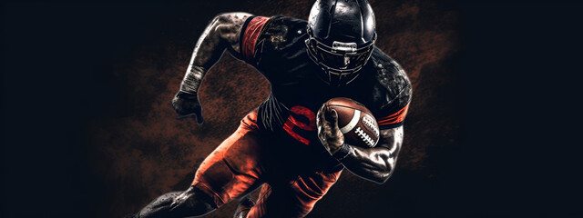 baseball american football advertising banner on dark background space for text ball player runs game France generative ai 