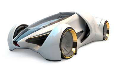 Futuristic car on white background, future technology concept, realistic 3D illustration, generative ai