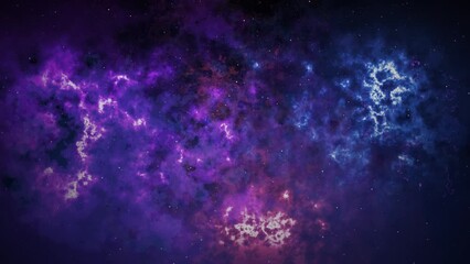Wall Mural - flying into blue nebula space and stars 4k loop features a camera view flying into space with stars 