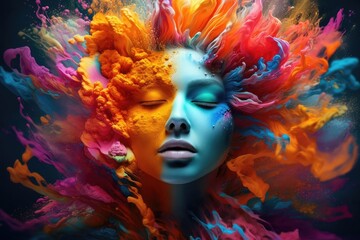 Wall Mural - Colorful woman goddess digital artwork painting