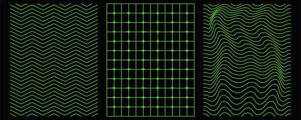 Distorted neon grid. Fashionable retro style of the 90s, 2000s is ready. Retrowave style, vaporwave. Vector illustration for design, print, poster, banner, postcard, sticker, web design